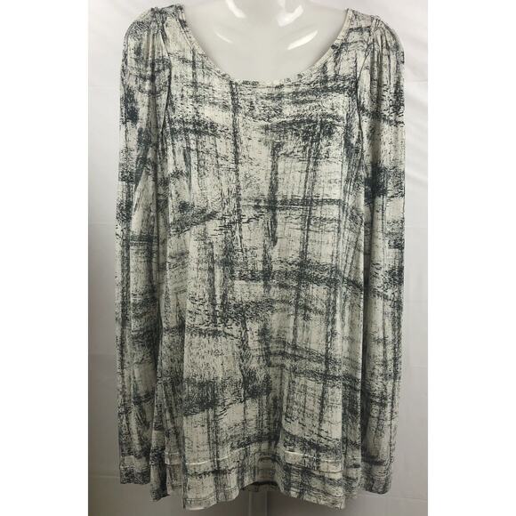 Simply Vera Vera Wang Top Women XL Beige Abstract Geo Print Stretch Boho Modern - Picture 1 of 12